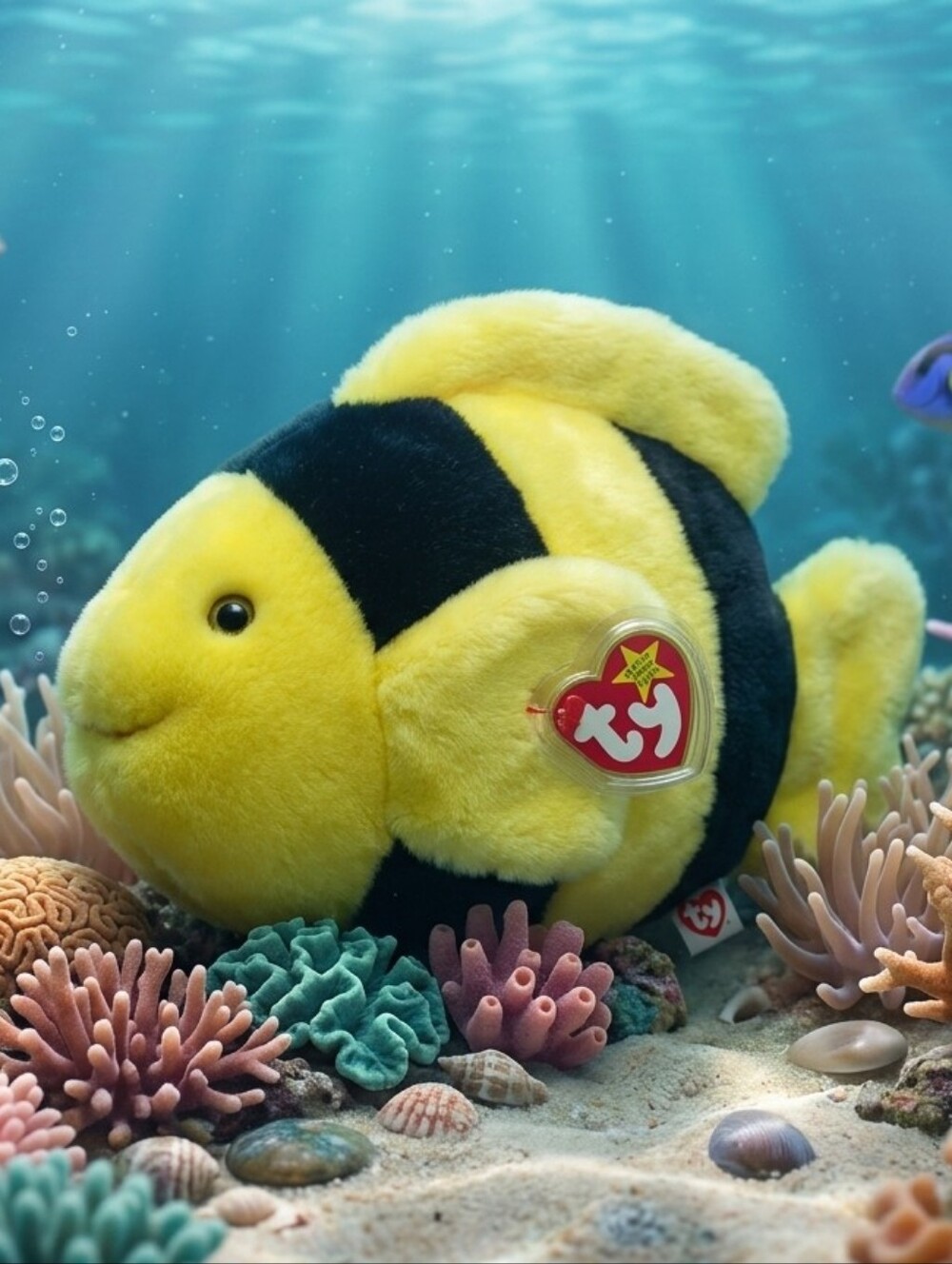 Vintage 1998 Retired Ty Beanie Buddies "Bubbles" The Fish